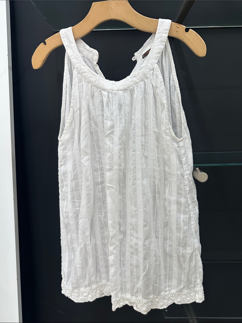 White Sleeveless Crochet-Trim Mini Dress